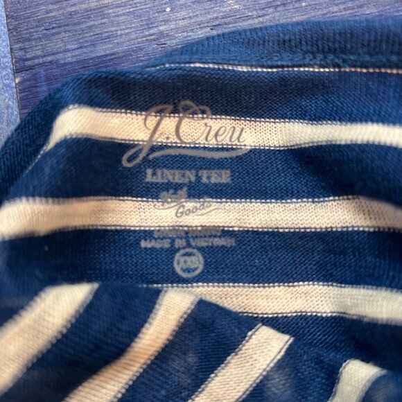 J Crew Blue and Cream striped Linen knit long sleeve top size XXS - Picture 3 of 6